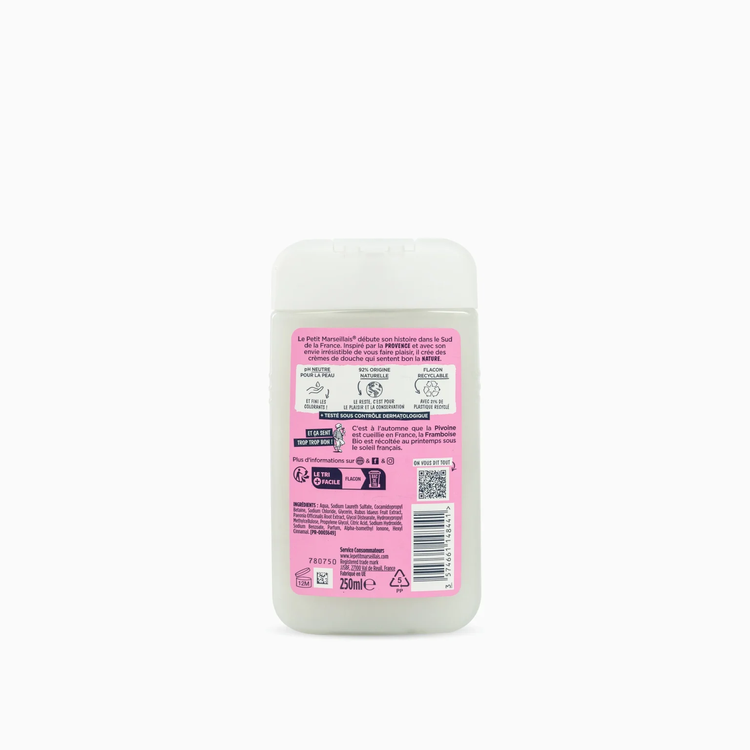 Le Petit Marseillais Shower Gel Raspberry and Peony 250ML - Image 3